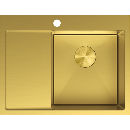 Mexen Exar stainless steel sink 1-bowl with right drainer 620 x 480 mm, gold - 6432621005P-55