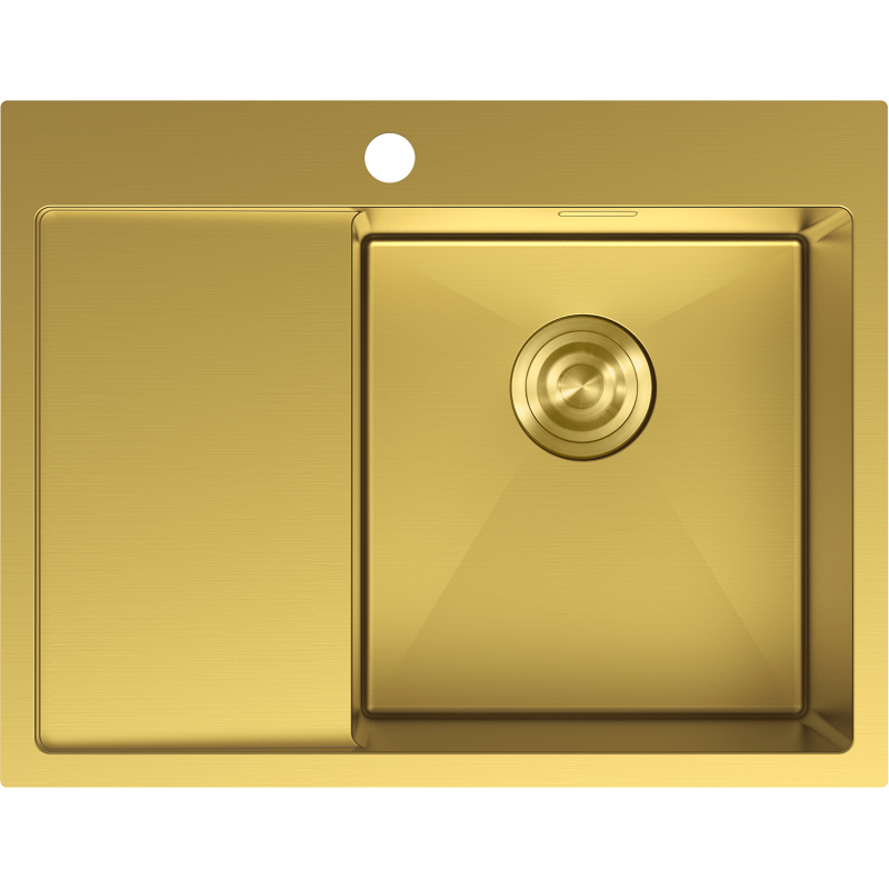 Mexen Exar stainless steel sink 1-bowl with drainer, right 620 x 480 mm, gold - 6432621005P-55