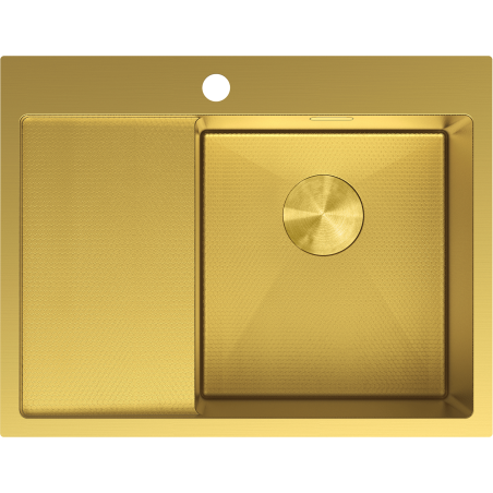 Mexen Exar steel sink single-bowl with drainer, right 620 x 480 mm, gold HC - 6432621005P-55HC