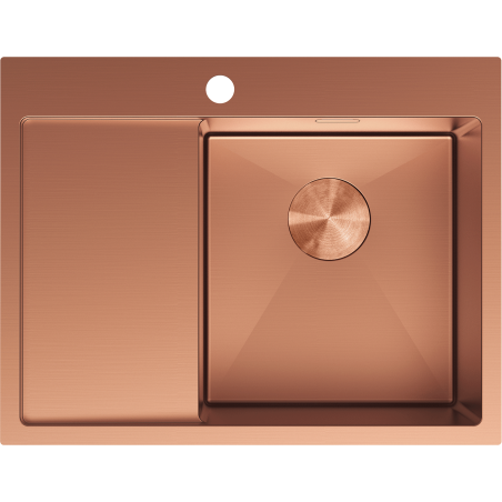 Mexen Exar 1-bowl steel sink with right drainer 620 x 480 mm, copper - 6432621005P-65