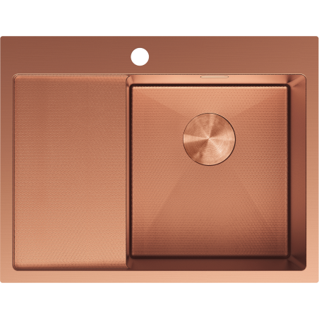 Mexen Exar stainless steel kitchen sink 1-bowl with right drainer 620 x 480 mm, copper HC - 6432621005P-65HC