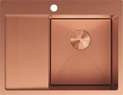 Mexen Exar 1-bowl stainless steel sink with drainer, right 620 x 480 mm, copper HC - 6432621005P-65HC