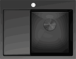 Mexen Exar stainless steel sink 1-bowl with drainer, right 620 x 480 mm, black - 6432621005P-70