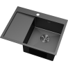 Mexen Exar 1-bowl stainless steel sink with right drainer 620 x 480 mm, black - 6432621005P-70