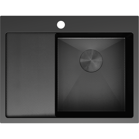 Mexen Exar steel sink 1-bowl with right drainer 620 x 480 mm, black HC -6432621005P-70HC