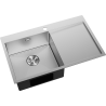 Mexen Exar stainless steel single-bowl sink with left drainer 780 x 480 mm, inox - 6433781010L-01