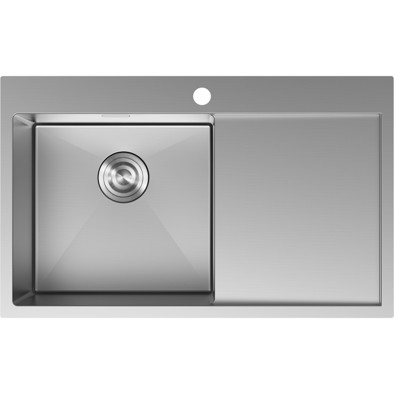 Mexen Exar 1-bowl steel sink with drainer, left, 780 x 480 mm, inox - 6433781010L-01