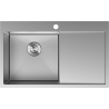 Mexen Exar stainless steel single-bowl sink with left drainer 780 x 480 mm, inox - 6433781010L-01