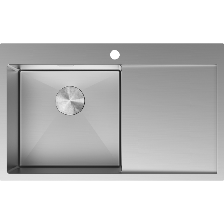 Mexen Exar 1-bowl steel sink with drainer, left, 780 x 480 mm, inox - 6433781010L-01