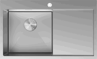 Mexen Exar 1-bowl steel sink with drainer, left, 780 x 480 mm, inox - 6433781010L-01