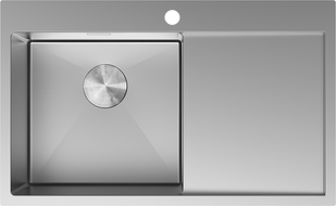 Mexen Exar stainless steel sink 1-bowl with left drainer 780 x 480 mm, inox - 6433781010L-01