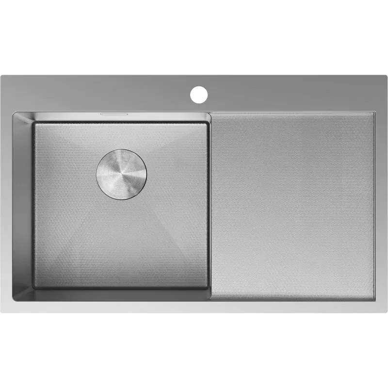 Mexen Exar stainless steel 1-bowl sink with drainer, left 780 x 480 mm, inox HC - 6433781010L-01HC