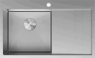 Mexen Exar stainless steel 1-bowl sink with drainer, left 780 x 480 mm, inox HC - 6433781010L-01HC