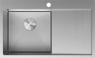 Mexen Exar steel sink 1-bowl with left drainer 780 x 480 mm, inox HC - 6433781010L-01HC