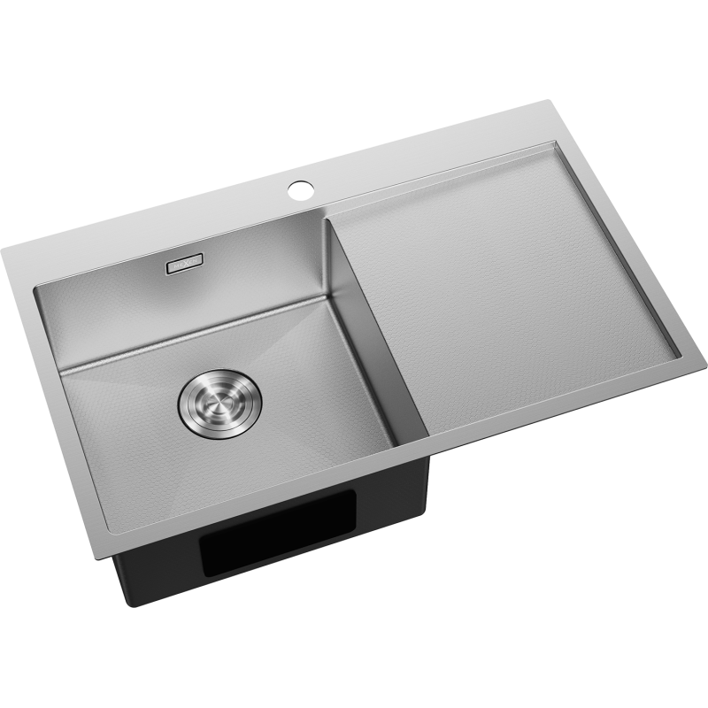 Mexen Exar stainless steel 1-bowl sink with drainer, left 780 x 480 mm, inox HC - 6433781010L-01HC