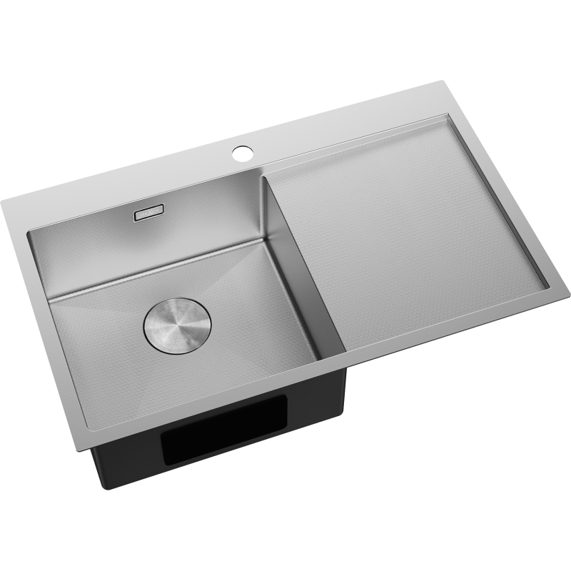 Mexen Exar steel sink 1-bowl with left drainer 780 x 480 mm, inox HC - 6433781010L-01HC