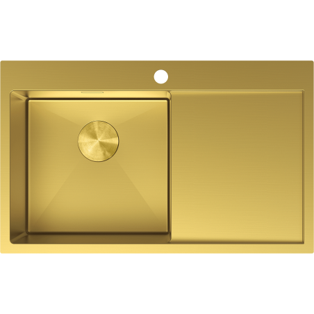 Mexen Exar stainless steel sink 1-bowl with drainer, left 780 x 480 mm, gold - 6433781010L-55