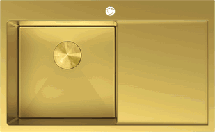 Mexen Exar stainless steel sink 1-bowl with drainer, left 780 x 480 mm, gold - 6433781010L-55