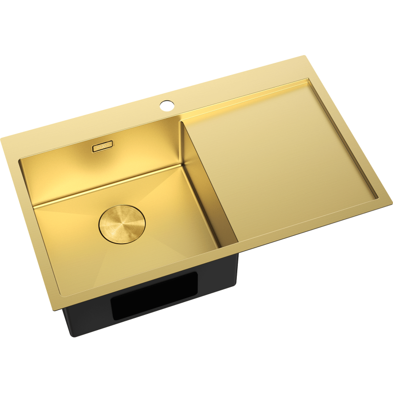 Mexen Exar stainless steel sink 1-bowl with drainer, left 780 x 480 mm, gold - 6433781010L-55