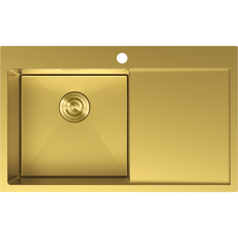 Mexen Exar stainless steel sink 1-bowl with drainer, left 780 x 480 mm, gold - 6433781010L-55
