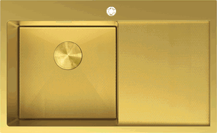 Mexen Exar 1-bowl stainless steel sink with drainer, left 780 x 480 mm, gold HC - 6433781010L-55HC