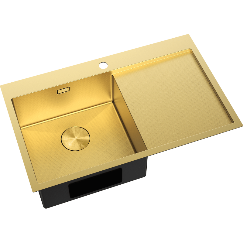 Mexen Exar stainless steel sink single-bowl with left drainer 780 x 480 mm, gold HC - 6433781010L-55HC