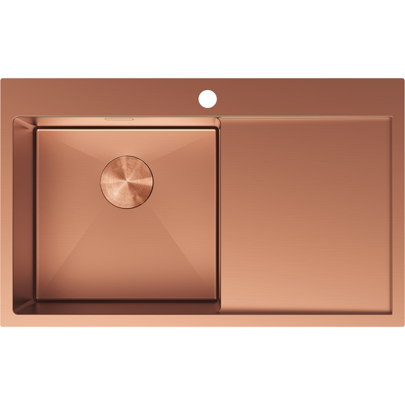 Mexen Exar steel sink 1-bowl with drainer, left 780 x 480 mm, copper - 6433781010L-65