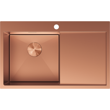 Mexen Exar stainless steel sink 1-bowl with left drainer 780 x 480 mm, copper - 6433781010L-65