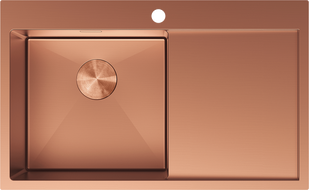 Mexen Exar steel sink 1-bowl with drainer, left 780 x 480 mm, copper - 6433781010L-65