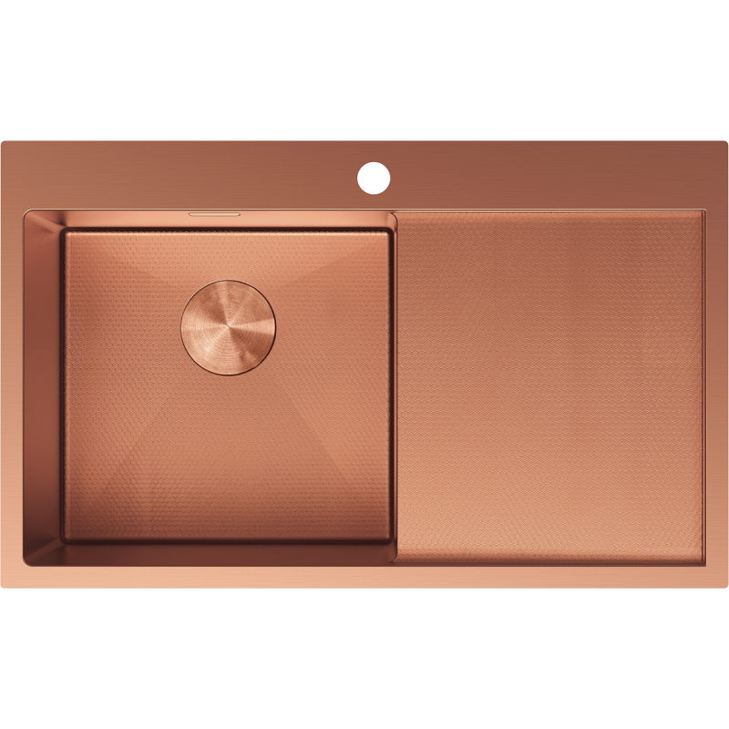 Mexen Exar 1-bowl stainless steel sink with left drainer 780 x 480 mm, copper HC - 6433781010L-65HC