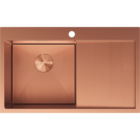 Mexen Exar stainless steel sink 1-bowl with left drainer 780 x 480 mm, copper HC - 6433781010L-65HC