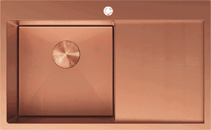 Mexen Exar steel sink 1-bowl with drainer, left 780 x 480 mm, copper HC - 6433781010L-65HC