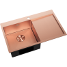 Mexen Exar stainless steel sink 1-bowl with left drainer 780 x 480 mm, copper HC - 6433781010L-65HC
