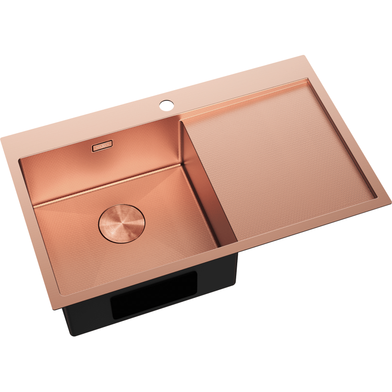 Mexen Exar steel sink 1-bowl with drainer, left 780 x 480 mm, copper HC - 6433781010L-65HC