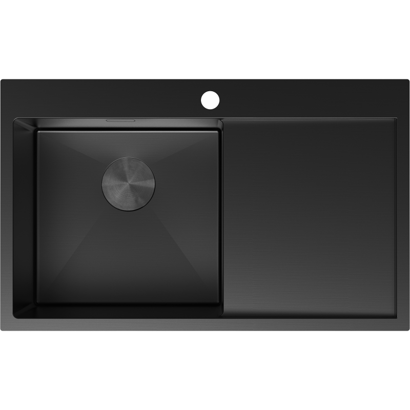 Mexen Exar stainless steel sink 1-bowl with left drainer 780 x 480 mm, black - 6433781010L-70