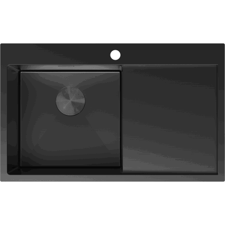 Mexen Exar stainless steel sink 1-bowl with left drainer 780 x 480 mm, black - 6433781010L-70