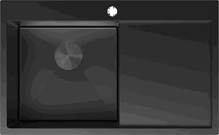 Mexen Exar stainless steel sink 1-bowl with drainer, left 780 x 480 mm, black - 6433781010L-70