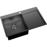 Mexen Exar stainless steel sink 1-bowl with left drainer 780 x 480 mm, black - 6433781010L-70