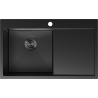 Mexen Exar stainless steel sink 1-bowl with left drainer 780 x 480 mm, black - 6433781010L-70