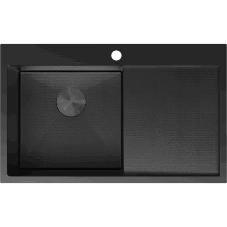 Mexen Exar steel sink 1-bowl with left drainer 780 x 480 mm, black HC - 6433781010L-70HC