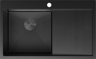 Mexen Exar steel sink with 1 bowl and drainer, left 780 x 480 mm, black HC - 6433781010L-70HC