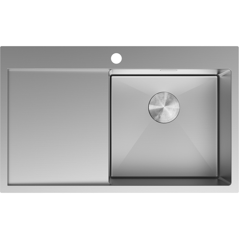 Mexen Exar stainless steel sink 1-bowl with drainer, right 780 x 480 mm, inox - 6434781010P-01