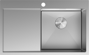 Mexen Exar 1-bowl stainless steel sink with drainer right 780 x 480 mm, inox - 6434781010P-01