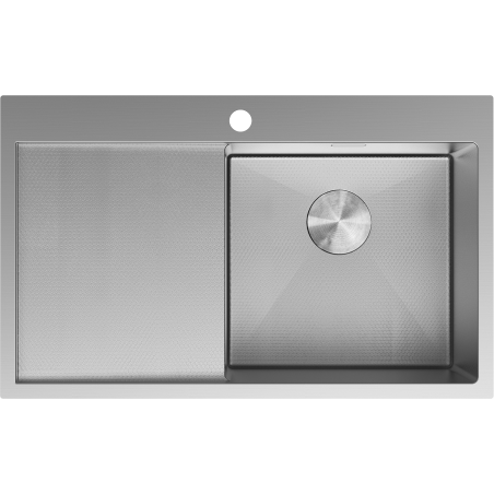 Mexen Exar stainless steel sink 1-bowl with right drainer 780 x 480 mm, inox HC - 6434781010P-01HC