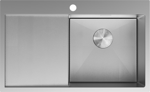 Mexen Exar stainless steel sink, 1-bowl with drainer, right, 780 x 480 mm, inox HC - 6434781010P-01HC