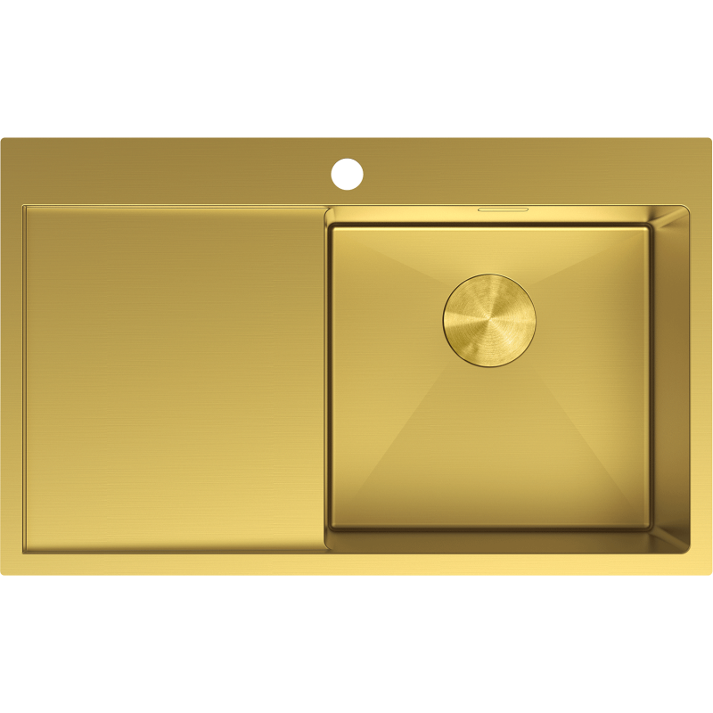 Mexen Exar 1-bowl stainless steel sink with right drainer 780 x 480 mm, gold - 6434781010P-55