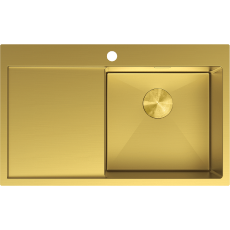 Mexen Exar 1-bowl stainless steel sink with right drainer 780 x 480 mm, gold - 6434781010P-55