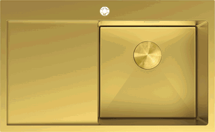 Mexen Exar steel sink 1-bowl with drainer, right 780 x 480 mm, gold - 6434781010P-55