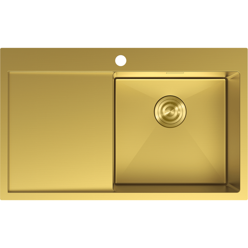 Mexen Exar steel sink 1-bowl with drainer, right 780 x 480 mm, gold - 6434781010P-55