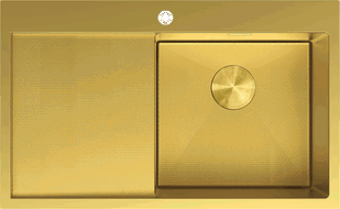 Mexen Exar steel sink 1-bowl with drainer, right 780 x 480 mm, gold HC - 6434781010P-55HC